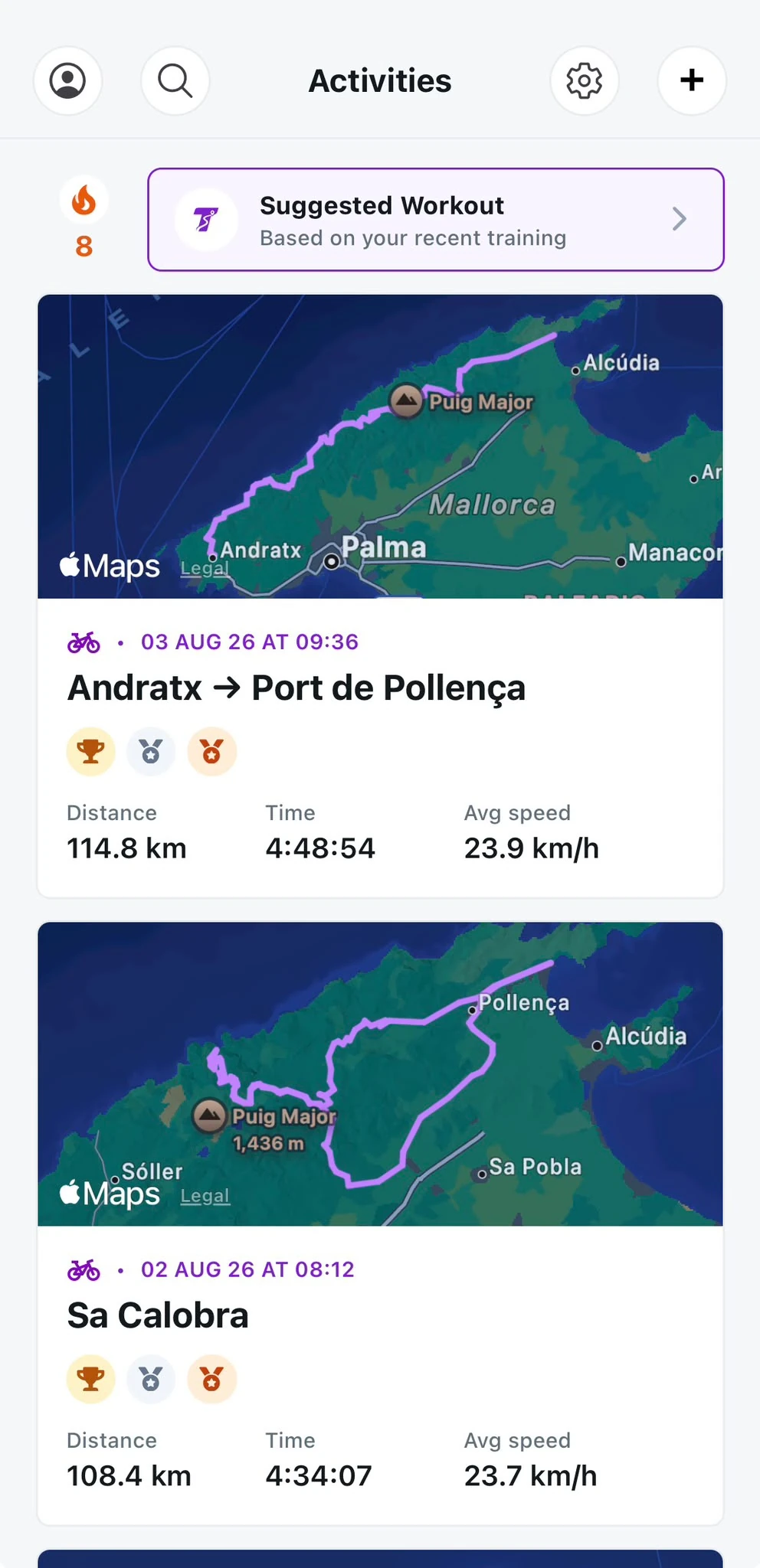 Trakoa activity feed screen